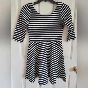 Hollister Women's Black and White Striped Skater Dress Size Small